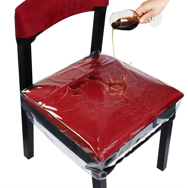 HOMEMAXS 4pcs set PVC Chair Seat Covers Protector Waterproof Removable Dining Chair Covers with Adjustable Strap