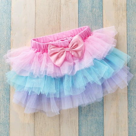 

QISIWOLE Toddler Baby Girls Cute Rainbow Net Yarn Bow Princess Pettiskirt Multi-color Skirt Deals