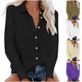 thumbnail image 2 of Utoimkio Women's Button Down Shirts Solid Color Dress Shirts Long Sleeve Blouses V Neck Solid Casual Tunics Tops for Women, 2 of 7