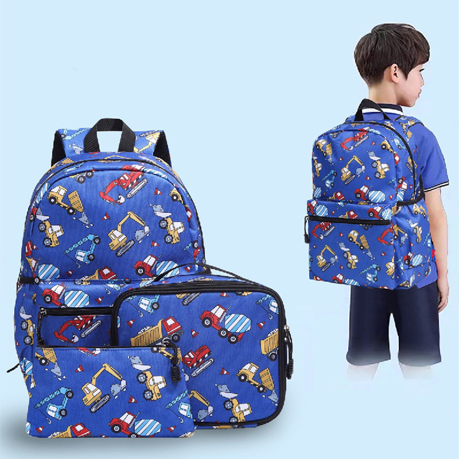Backpack for Young Adults 3-Piece Set with Pencil Case Durable for 1-3 Grade Collage Users