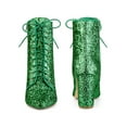 thumbnail image 5 of BLISSFUL STEP Glitter Pointed Toe Block Heel Ankle Boots for Women Green 10, 5 of 6