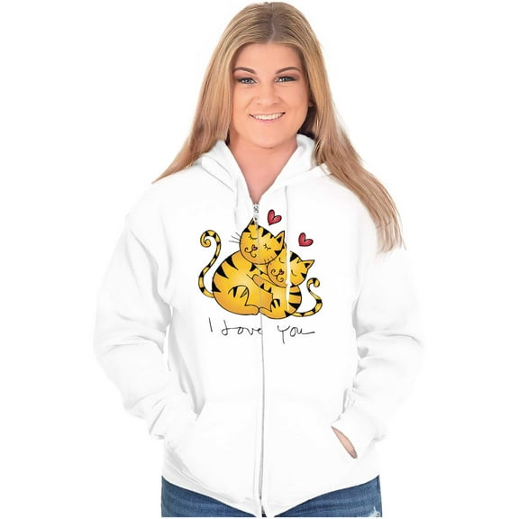 Crazy Cat Lady I Love You Kitties Zip Hoodie Sweatshirt Women Brisco Brands S