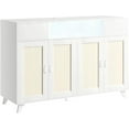 thumbnail image 1 of Rattan Sideboard Buffet Cabinet With LED Lights, 2 Drawers 2 Doors Storage Cabinet, Modern Console Table With Power Outlet & Adjustable Shelves, for Dining Room, Kitchen, Living Room, 1 of 7