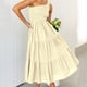 thumbnail image 5 of Vestido midi con gradas para fiesta en la playa con volantes de color sólido, sin mangas, estilo bohemio, de verano para mujer (albaricoque), XL, 5 of 6