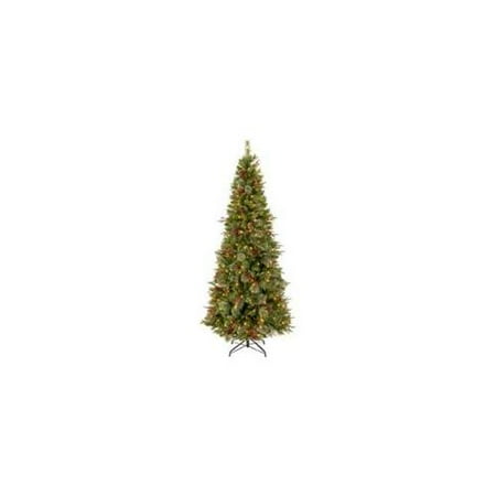 National Tree PECO4-300-75 7 . 5 ft. Feel-Real Colonial Slim Hinged Tree with 400 Clear Lights
