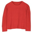 thumbnail image 5 of Girls' Ribbed Long Sleeve Top Crew Neck Solid Casual Pullover Comfortable Fitted Blouse for Daily Wear & Layering (5-14 Years), 5 of 9