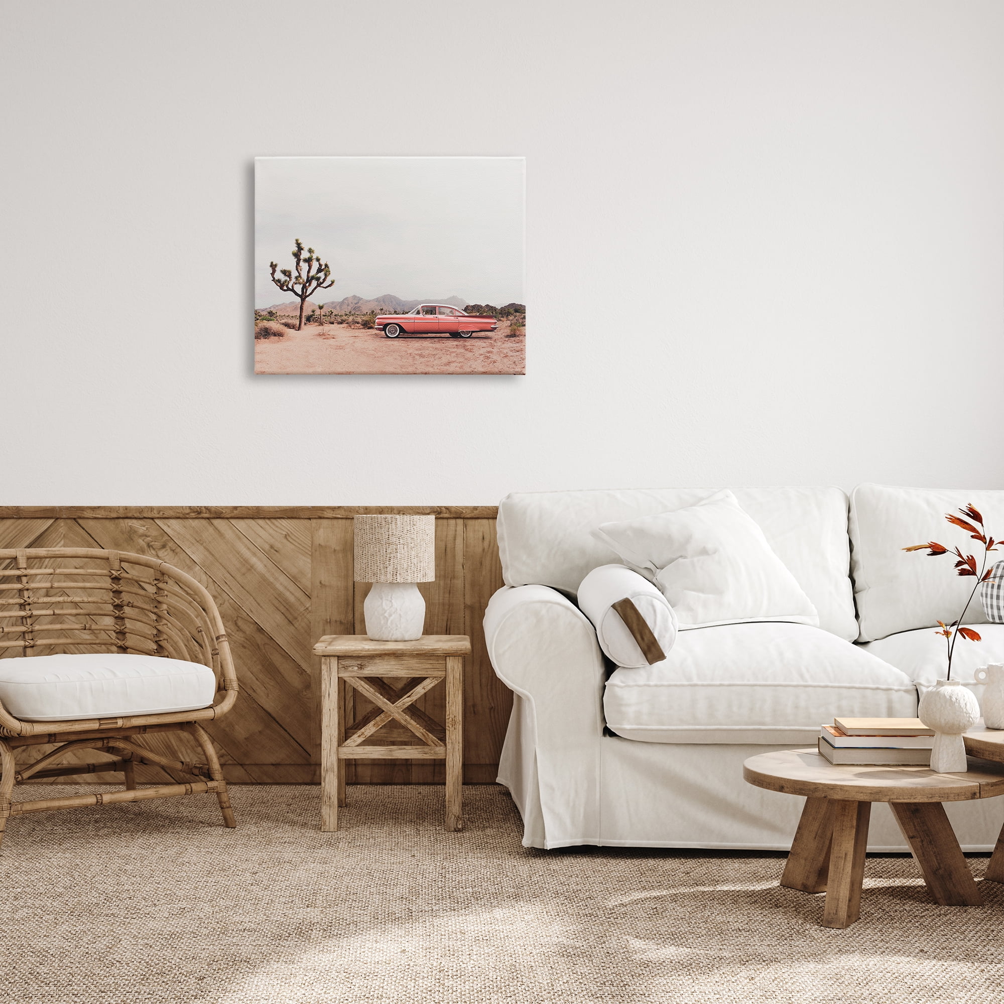 Stupell Industries Vintage Car in Desert Scenery Nature Photography Gallery Wrapped Canvas Print Wall Art, 30 x 24