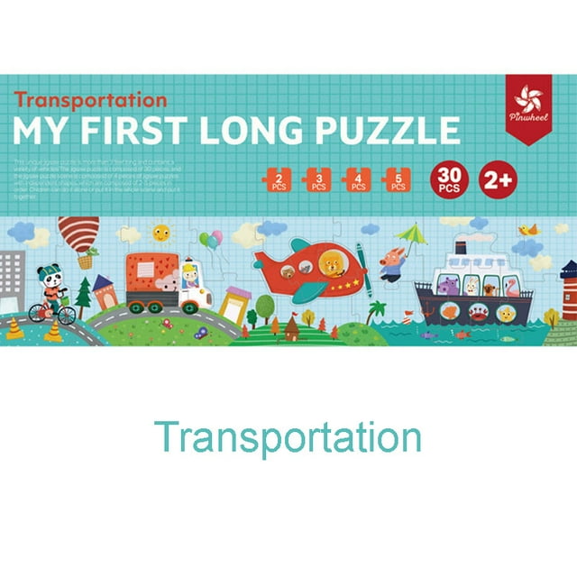 My First Long Puzzle 30 Pieces - Animals of the World, Outer Space, Under the Sea, Transportation - Educational Learning STEM Toy - Kids Birthday Christmas Gift