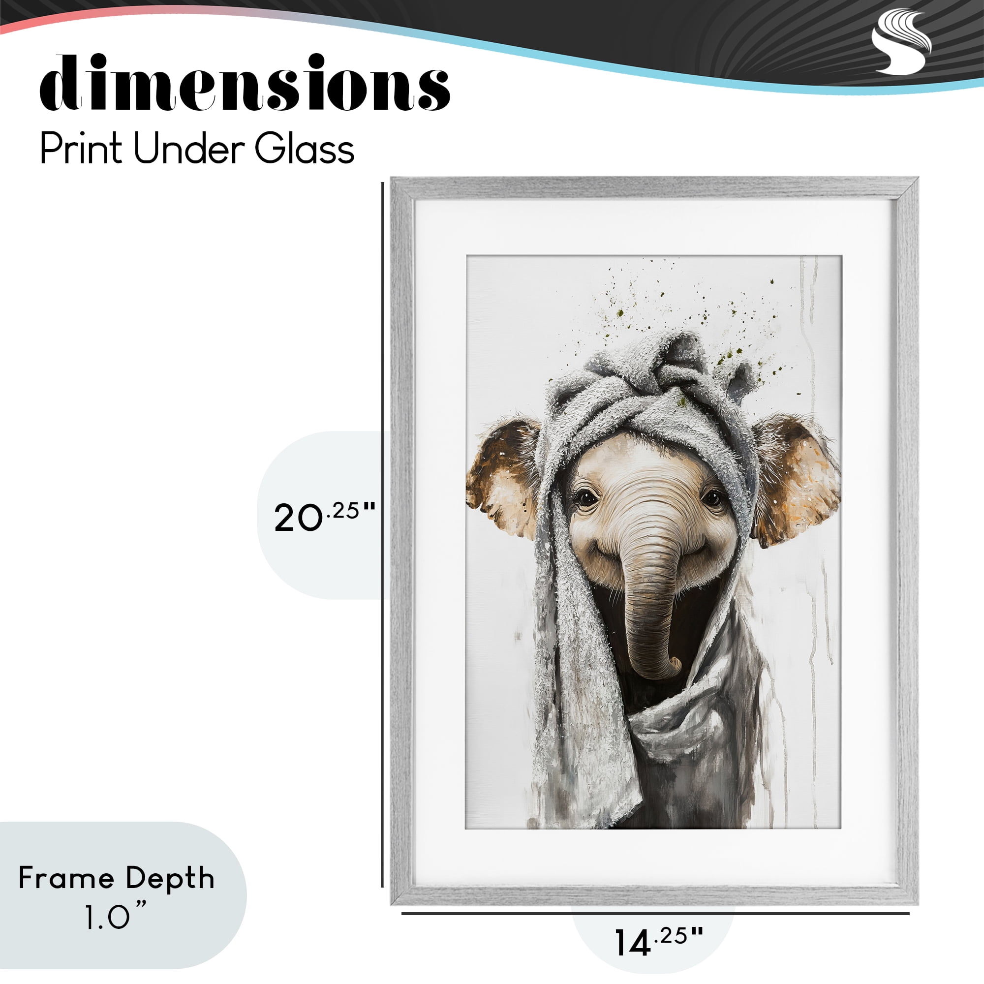 Stupell Industries Squeaky Clean Elephant Gray Framed Print Under Glass, design by Tina LeCour