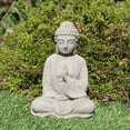thumbnail image 4 of Blessing Buddha Statue: Solid Durable Stone Statue with Distressed Texture. Perfect Home Design & Sealed for Outdoor Use. Handcrafted USA. (Antique/Gray), 4 of 4