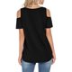 thumbnail image 4 of Txlixc - Camiseta de manga corta para mujer con cuello en V y hombros descubiertos con estampado de flores Txlixc Moda, 4 of 6