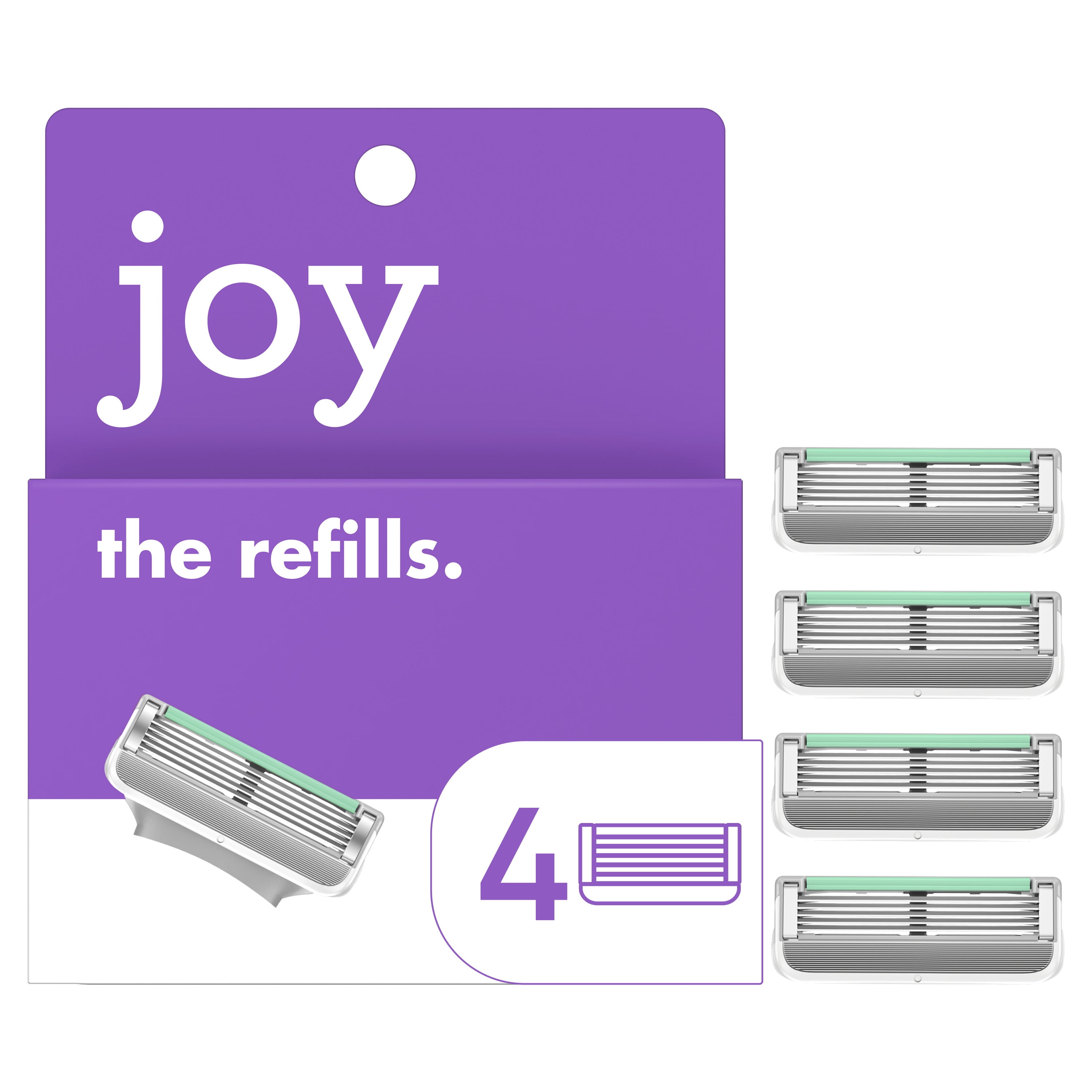 Joy Razor Blades Refill Cartridges for Women, Five Bladed, 4 Ct