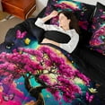 thumbnail image 4 of Castle Fairy Tree Of Life Boy Girl Twin Bedding Sets 7-Piece,Flying Butterflies Bedding Comforter Set Microfiber,Bohemian Chic Flowers Breathable Sheet Sets,Lightweight Room Decor,Reversible, 4 of 8