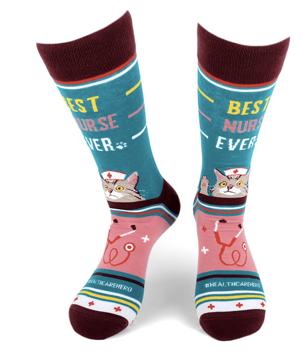 Nurse Appliance Pink Blue Pattern Casual Cotton Crew Socks Cute Funny Sock,great For Sports And Hiking