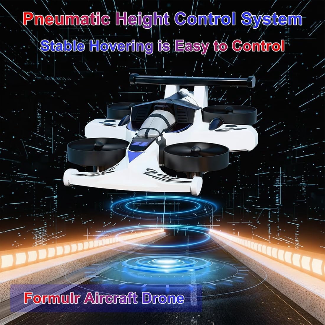 Rechargeable Dual Mode Car Drone, 2-in-1 Remote Control Flying Car with Dual Land and Air Modes, Induction Steering for Indoor Outdoor Play (White)