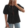 thumbnail image 1 of Blusa KIRUNDO para mujer con lazo en la parte delantera y encaje bordado, 1 of 9