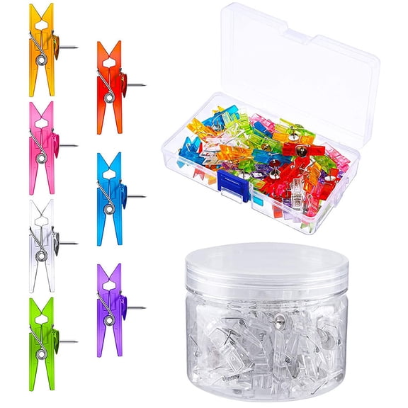 2 Boxes of Convenient Push Pin Clips Replaceable Photo Clips Household Pushpin Clips