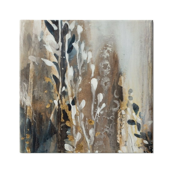 Stupell Industries Modern Abstract Painting Brown Grey White Cascading Plants, 30 x 30, Design by K. Nari