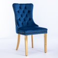 thumbnail image 6 of LegaHome Dining Chairs Set of 2, Modern Upholstered Velvet Dining Room Chairs with Nailhead Trim and Golden Stainless Steel Plating Solid Wood Legs, Tufted Button Padded Chairs Set for Kitchen, Blue, 6 of 10