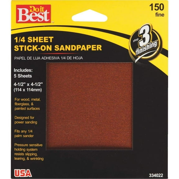 Ali Industries 1/4 Sheet Stick-On Sanding Sheet - Aluminum Oxide, 150 Grit