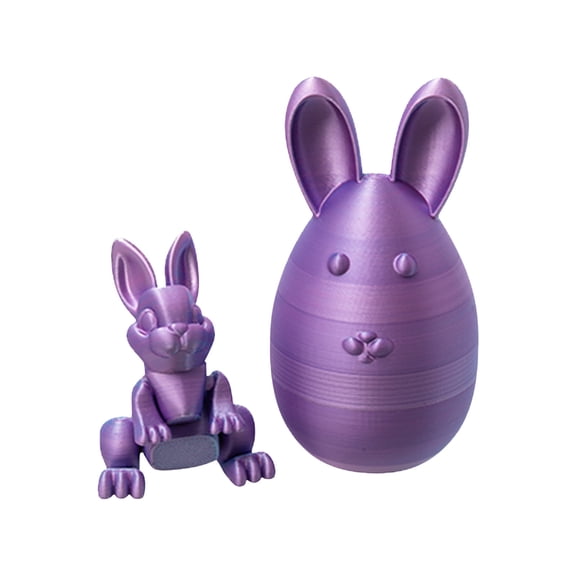 SLYNSHome Easter Bunny Egg Easter Gifts Purple Printed Fidget Rabbit Toys Filled Easter Eggs Easter Basket Stuffers Birthday Gifts