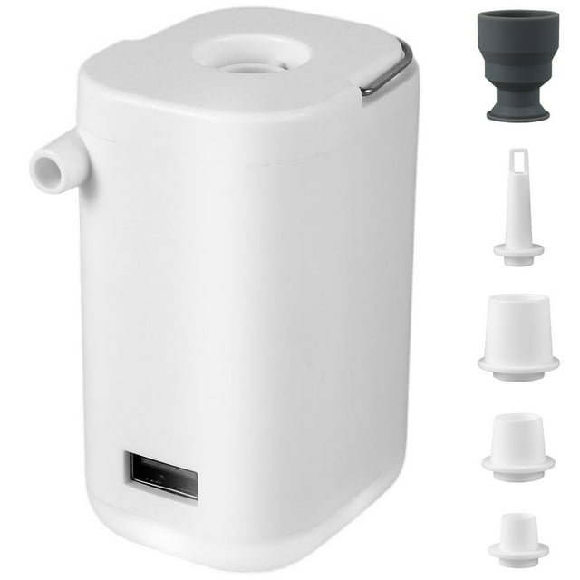 Mini Air Pump 1200mAh Wireless Small Electric Air Pump Multifunctional Portable Inflator Pump with 4 Nozzles LED Camping Light Air Mattress Pump Air Compressor Pump 3 Modes for Air Bed