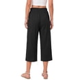 thumbnail image 4 of Fantaslook Women Capri Pants Wide Leg High Waisted Drawstring Capris Summer Casual Linen Cropped Pants with Pockets, 4 of 8