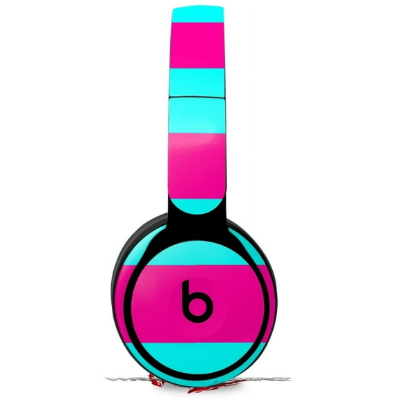Skin Wrap for Beats Solo Pro Headphones Psycho Stripes Neon Teal and Hot Pink Sticker Decal Only BEATS NOT INCLUDED