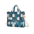 thumbnail image 7 of FORMRS Womens Corduroy Tote Bag Crossbody Shoulder Handbag with Pocket, Dark Blue Hexagon Patterns, 7 of 7