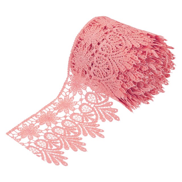 Uxcell 3.14 inch Wide 5 Yard Lace Ribbon Floral Pattern Dark Pink Embroidered Lace Trim for Sewing Making, Gift Wrapping