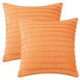 thumbnail image 2 of REGALWOVEN 2Pcs Plush Faux Fur Decorative Pillow Covers Striped Cushion Covers for Sofa Orange 18" x 18", 2 of 6