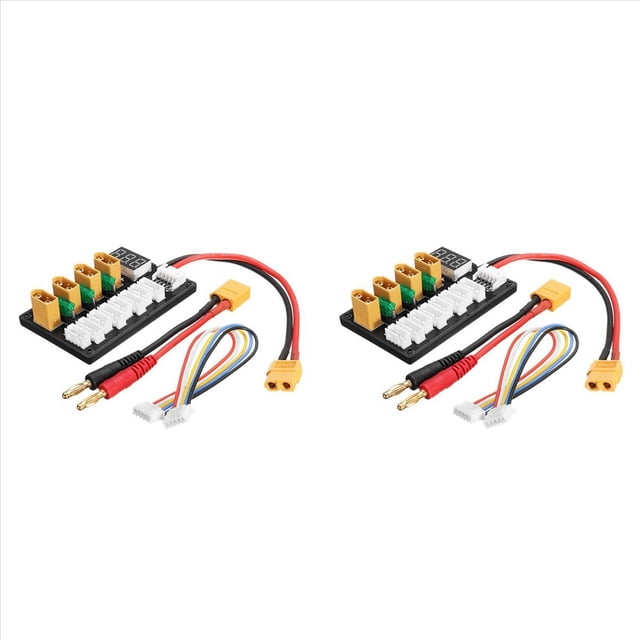 2X 4CH Parallel Charging Board XT60 Banana Plug Connector for D2 Q6 SC-608 SC-620 B6 Charger LiPo Battery