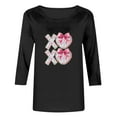 thumbnail image 5 of BLTIBY Valentines Day Shirts for Women Love Heart Printed Crew Neck 3/4 Sleeve Tshirt Holiday Loose Fit Casual Pullover Tops Black 2 XL, 5 of 6