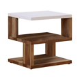 thumbnail image 1 of Benjara Table d'Appoint avec Étagères à 2 Niveaux et Pieds de Panneau, Marron et Blanc, 1 of 5