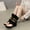 Black, variant on FRSASU Womens Tassel Embellished Flip Summer Boots Vintage Open Toe Flat with Slip On Mid-calf Booties Khaki