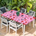 thumbnail image 2 of Valentines Love Heart Table Cloths for 4 Foot Rectangle Tables, Romantic Pink Red Black Patio Waterproof Elastic Fitted Tablecloths, Washable Rectangular Table Cover for Camping, 2 of 8