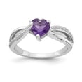 thumbnail image 2 of Auriga Fine Jewelry 925 Sterling Silver Heart Shaped Amethyst and Diamond Ring Size 7for Women, 2 of 6