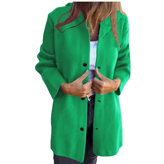 Women's Trench Coats Single Breasted Long Sleeve Overcoat Hooded Peacoat
