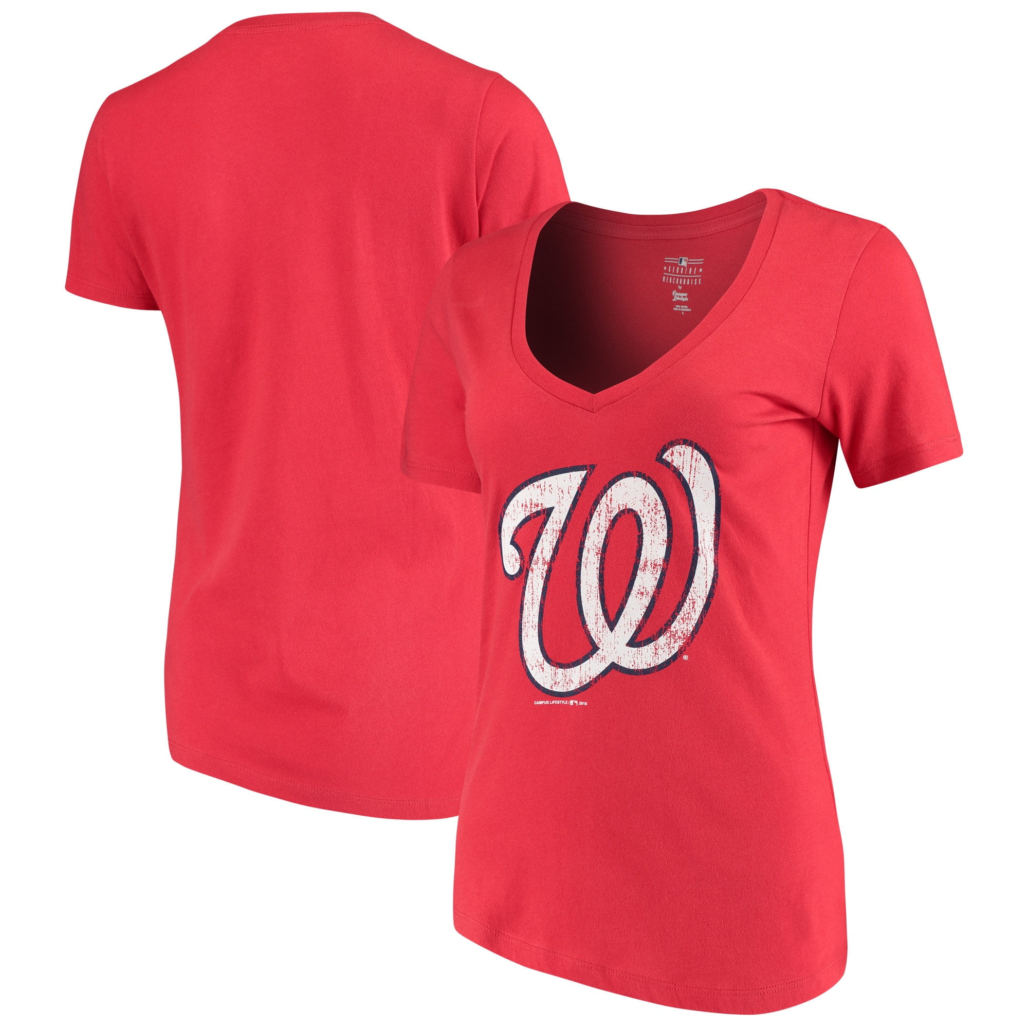 Women's 5th & Ocean by New Era Red Washington Nationals V-Neck Team T-Shirt - Walmart.com 