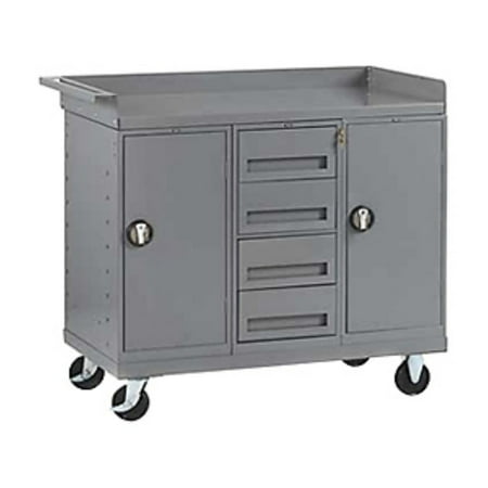 - Tennsco Mobile Workbench with 2 Cabinets and Drawers