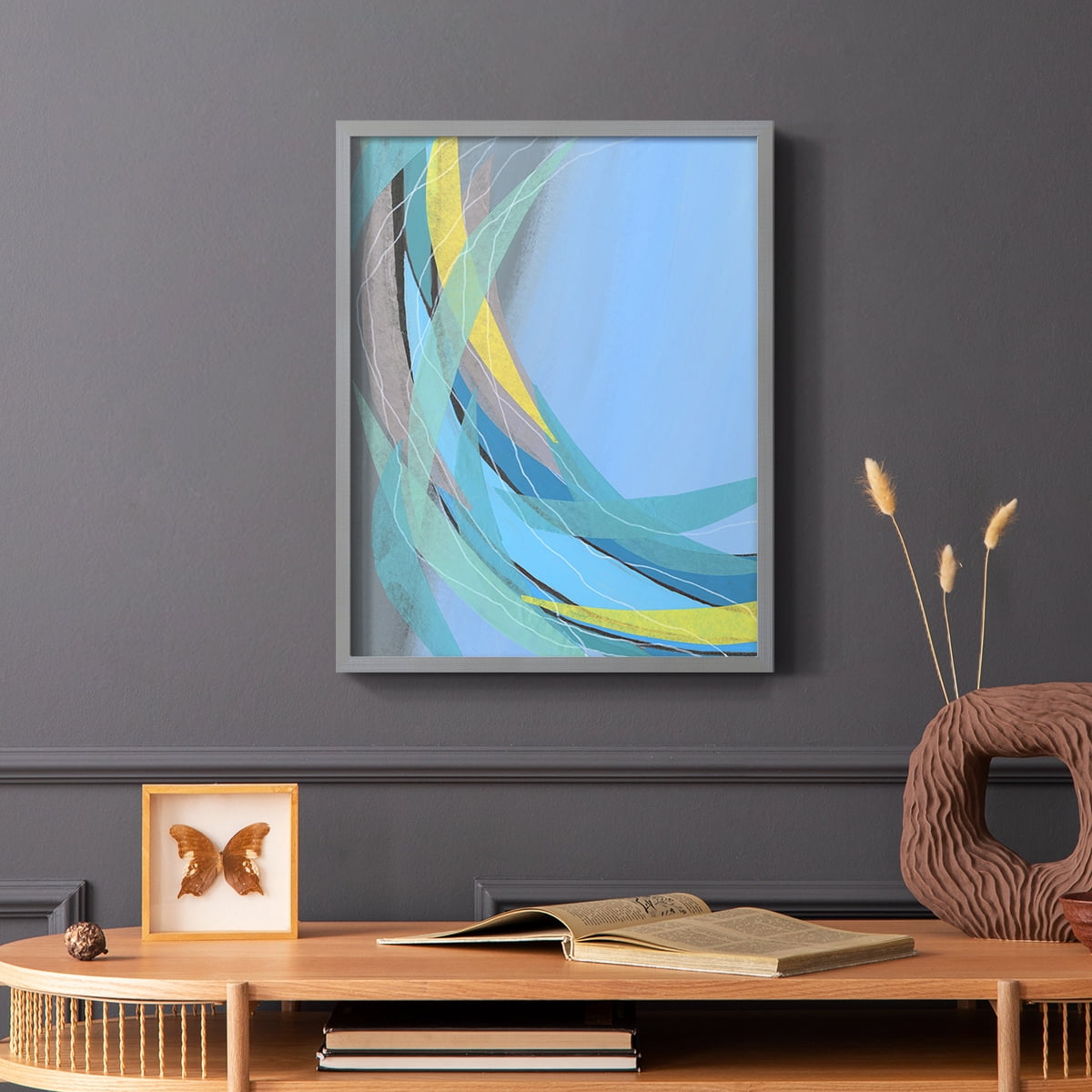 Circulating Flow I Framed Print in Gray Solid Wood Framed Print No Nail Hanging