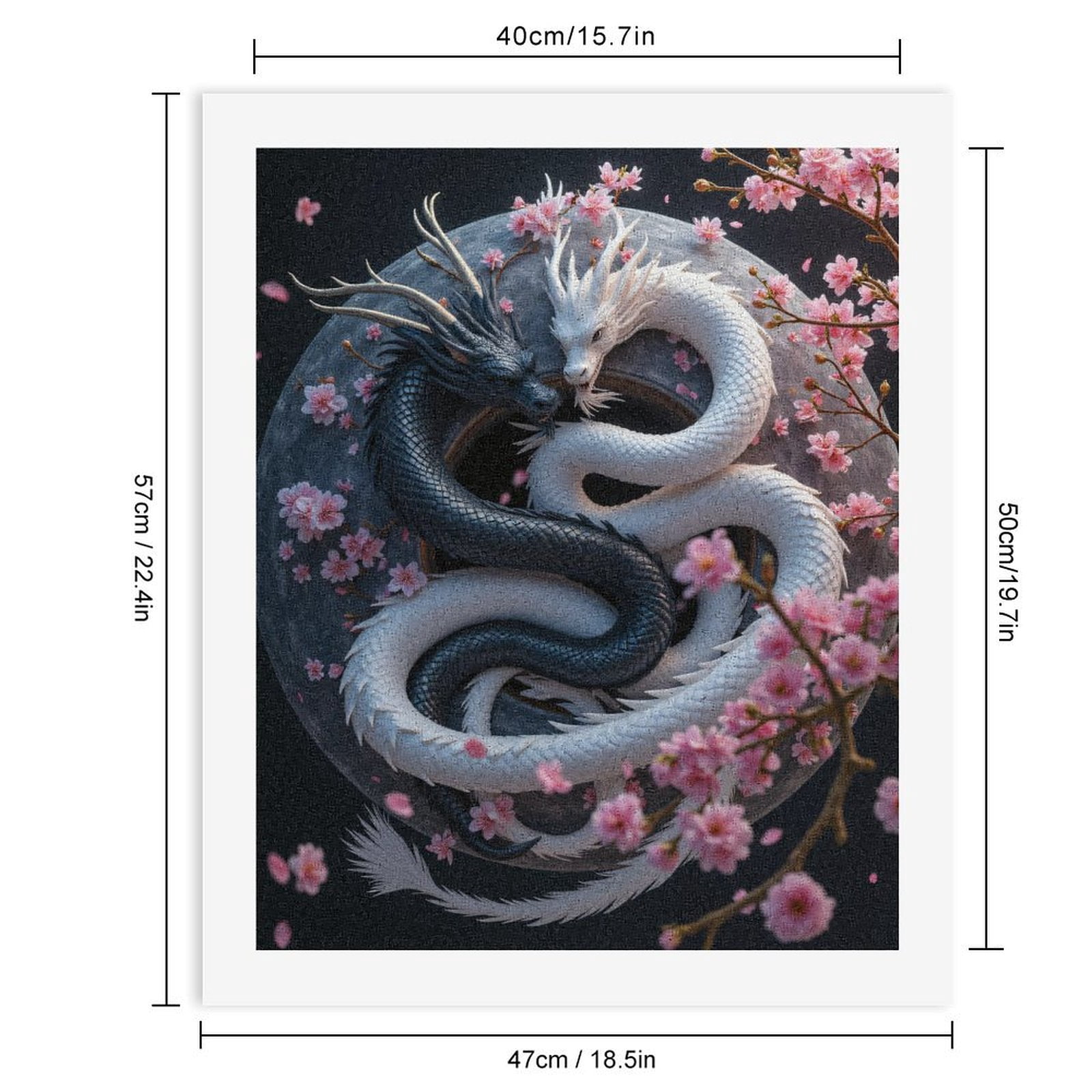 Paint By Numbers Kit for Adults Beginner - Yin Yang Dragons Cherry Blossoms DIY Canvas Painting Kits for Adults, Frameless Paint By Number for Adults for Home Wall Decor 16x20 Inch