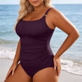 thumbnail image 2 of PMVFHDE One Piece Swimsuit Women Ribbed Casual Pleated Plus Size Monokini With Bathing Suit Design For Beach Pool, 2 of 5