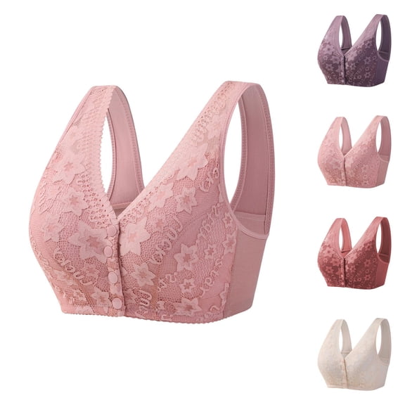 Plus Size Front Closure Bras for Women Wireless Seamless Bra Supportive Fit Comfortable Nursing Bra Wide Strap Full Coverage Underwear