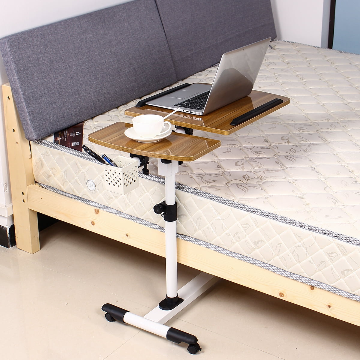 Deluxe Laptop Cart, Laptop Rolling Desk Adjustable Tilt Stand Portable