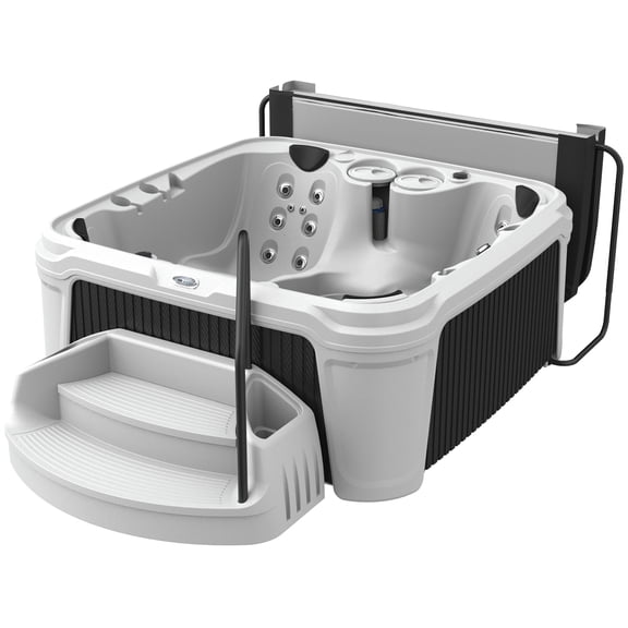 DayDream 3500L 6-Person 35-Jet Hot Tub - Portable Spa w/Ozone, Jacuzzi Pump, Exterior LED & Waterfall & Built-In Cooler