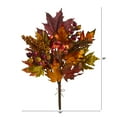 thumbnail image 2 of Nearly Natural 20in. Maple Leaf and Berries Artificial Flower Bouquet (Set of 3), Orange, 2 of 3