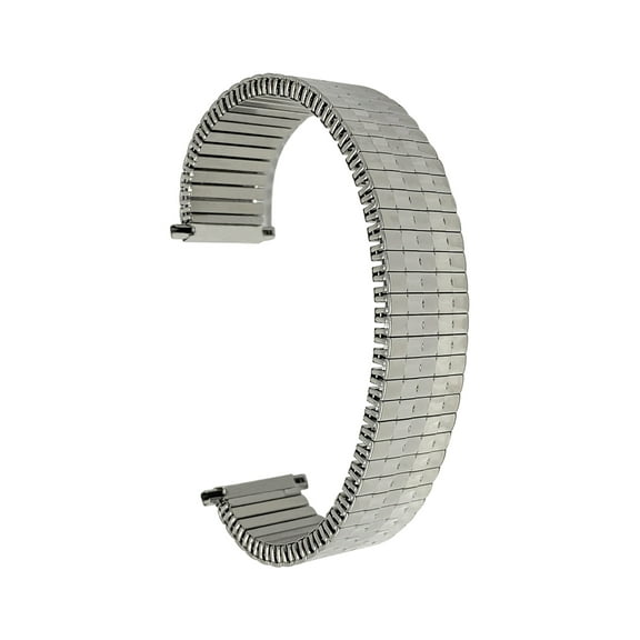 Bandini Silver Tone Mens 18mm Stainless Steel Stretch Metal Replacement Expansion Watch Band, Metal Stretch Strap - Compatible with Traditional and Smart Watches