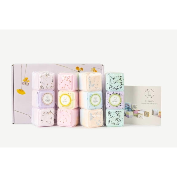 Lizush - Shower Steamers, Set of 12 big fizzies, Cheer up Gift Set, Relaxing Gift Box