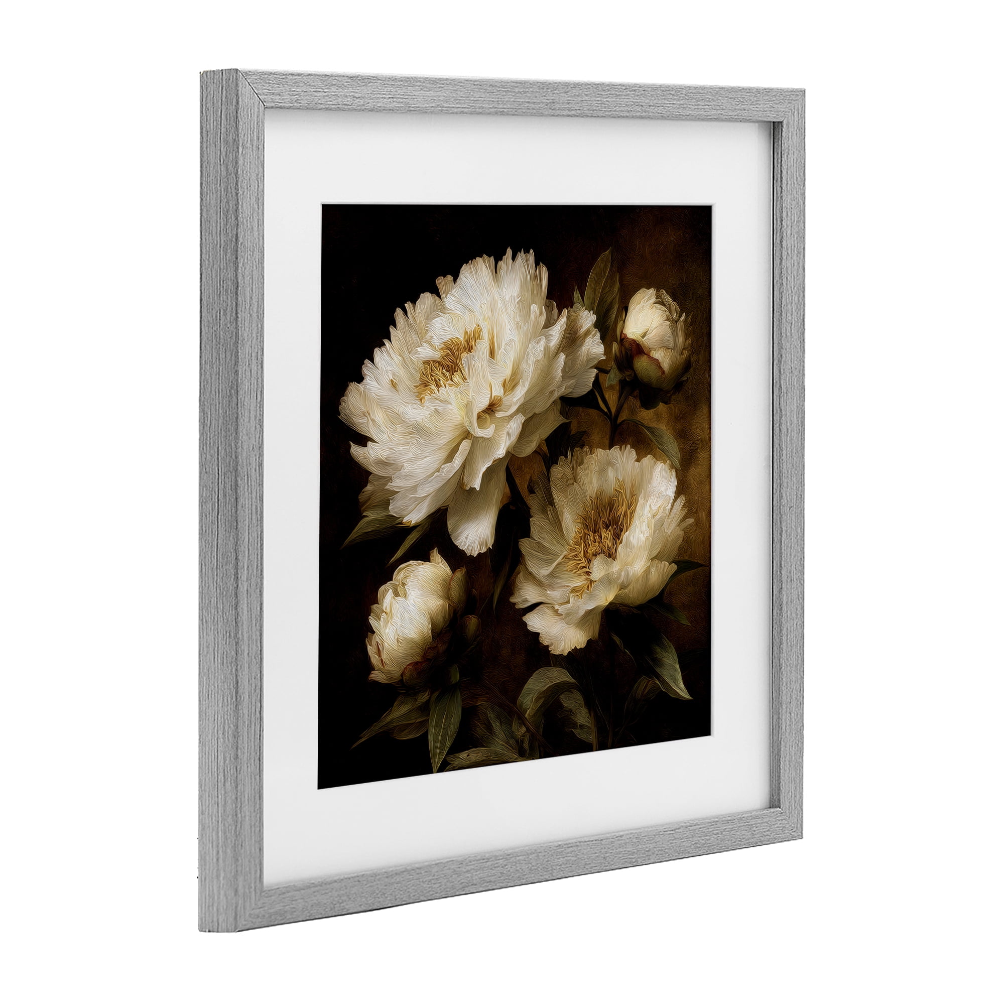 Stupell Industries Dreamy Vintage Peony Elegance Gray Framed Print Under Glass, design by Petal Prints Design